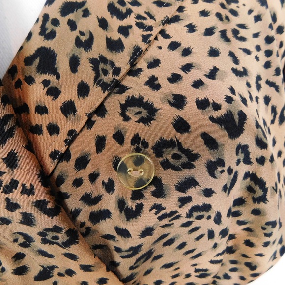 Vintage 100% Silk Leopard Midi Dress